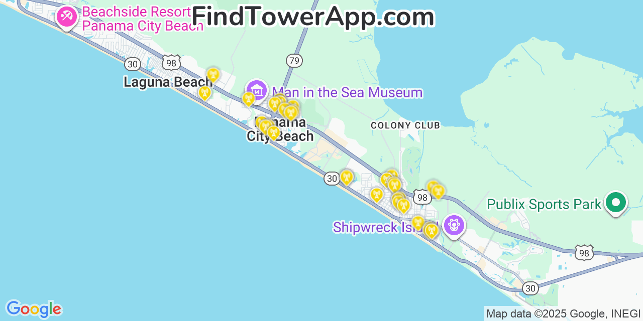 Panama City Beach Hotel Map Panama City Beach Florida Verizon Mobile Coverage Map 