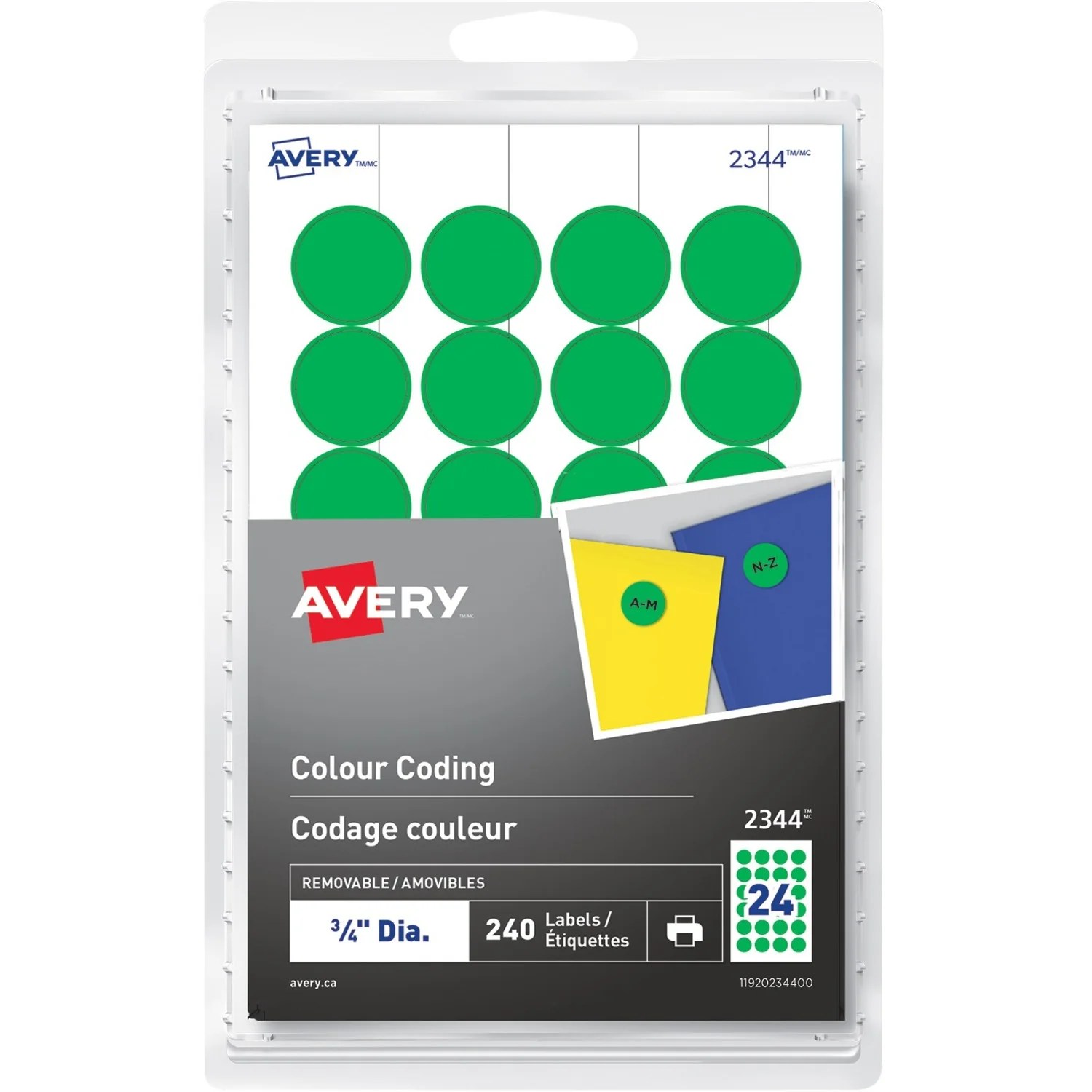 Avery Self-adhesive Colour Coding Labels 2344 Green