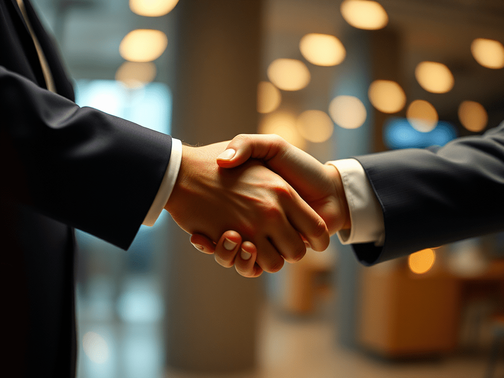 handshake, suitable for a professional fintech/network context