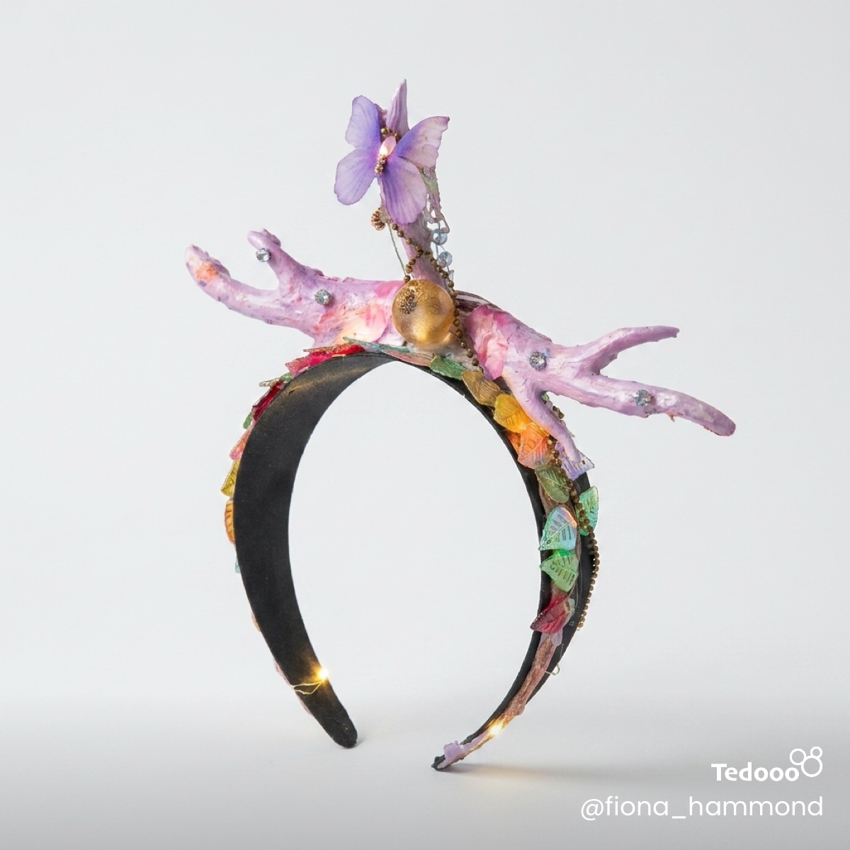 Horns and butterfly Pink headband