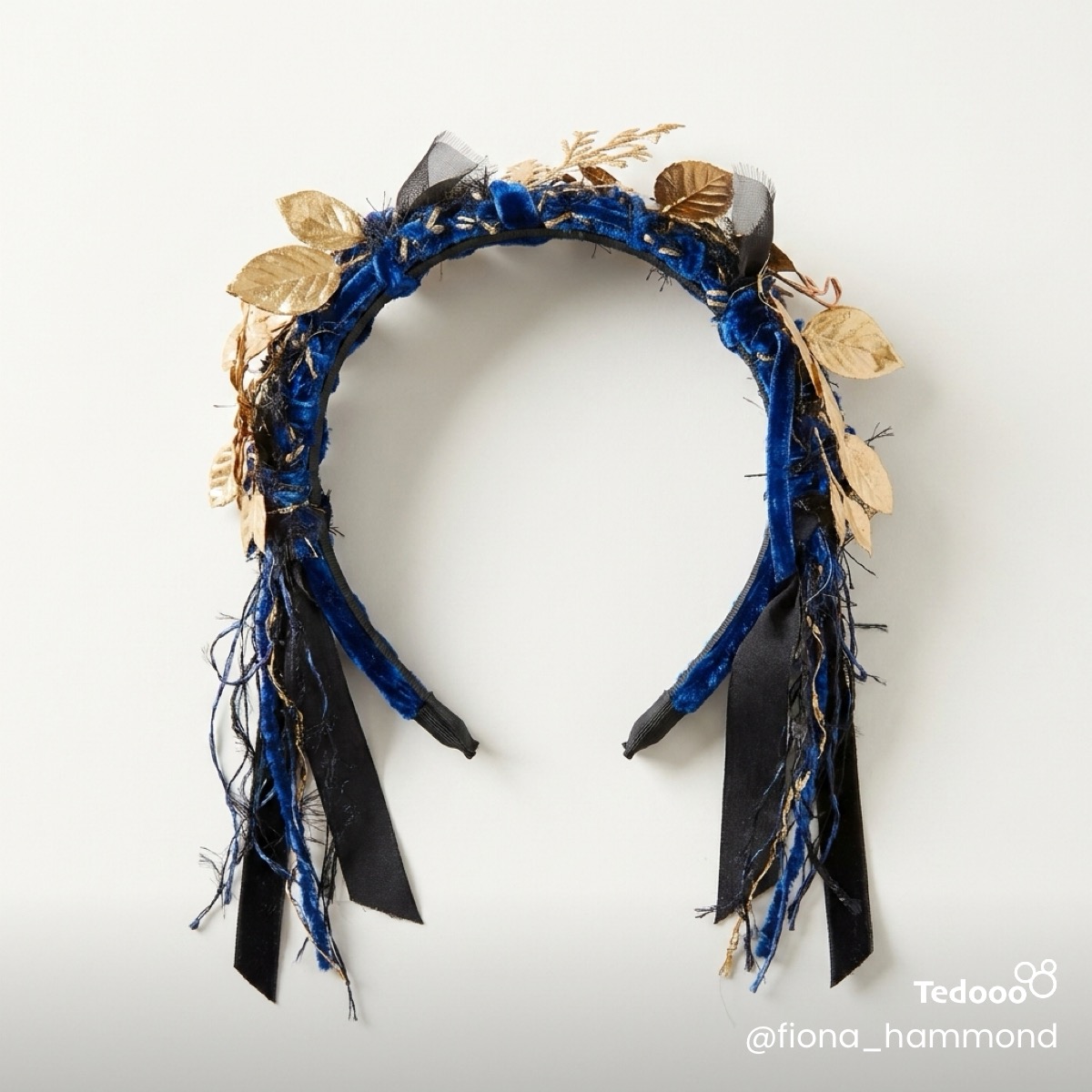 Black, blue and gold leaved Headband