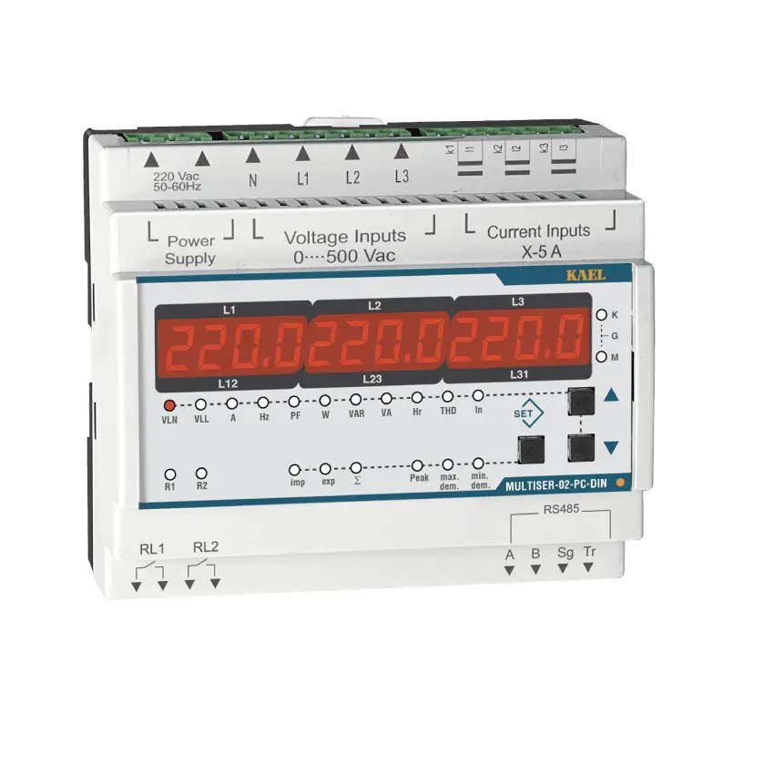 Şebeke Analizörü (LED Ekran) MULTISER-02-PC-DIN