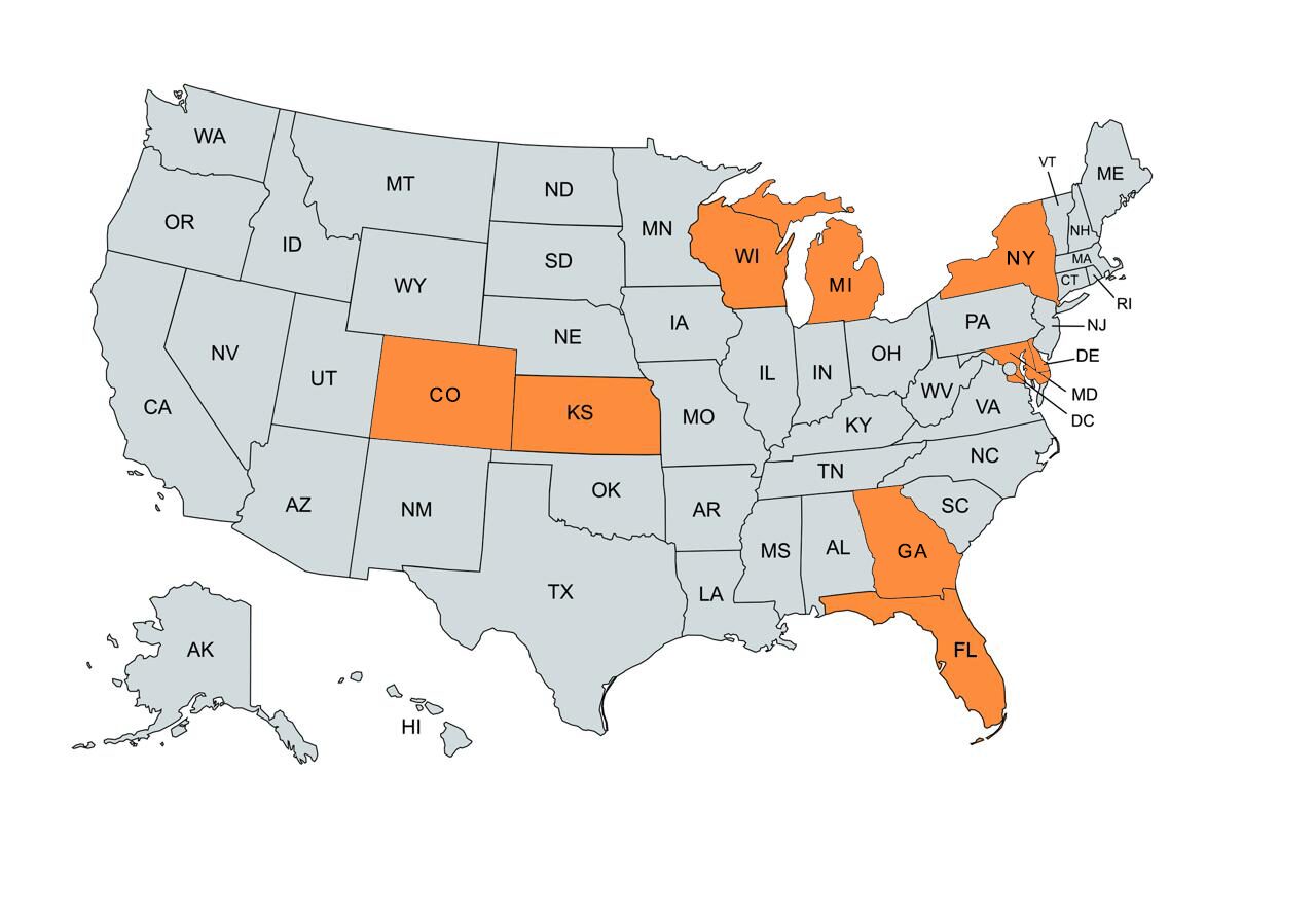 FireIDE coverage across the United States