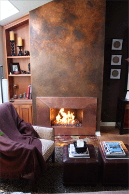 Solid Copper Fireplace Surround With Pink Marble Top Avery Dash Collections