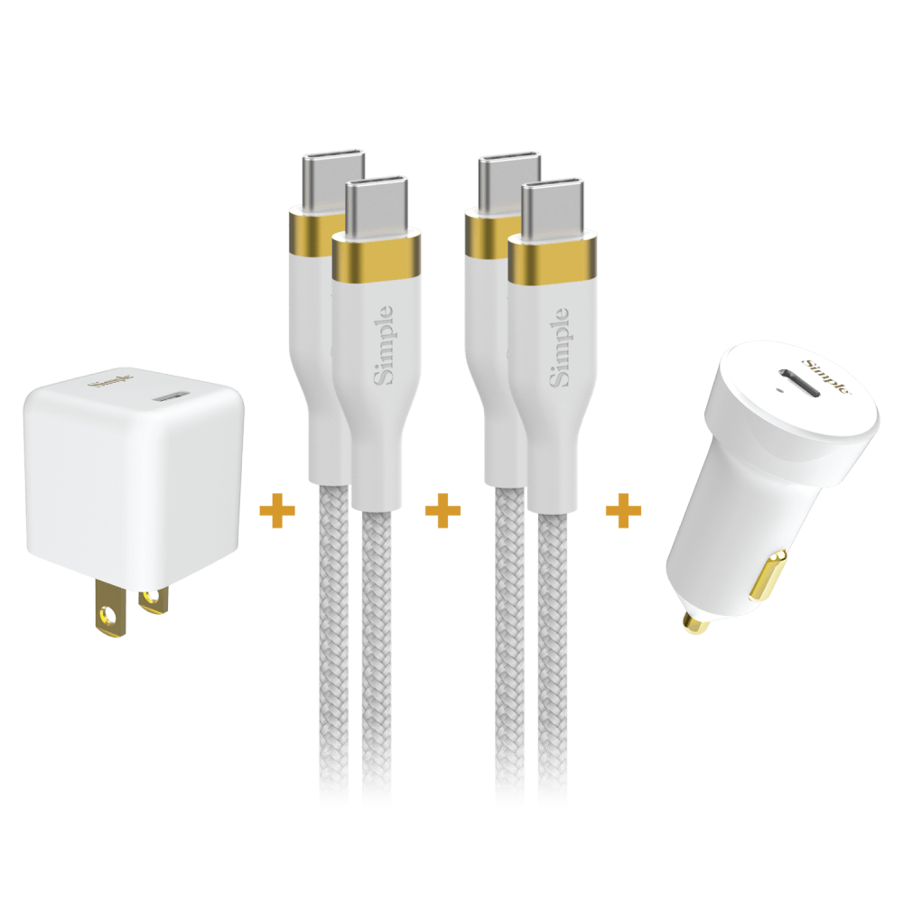 Simple USB-C Power Charging 4 Piece Bundle White