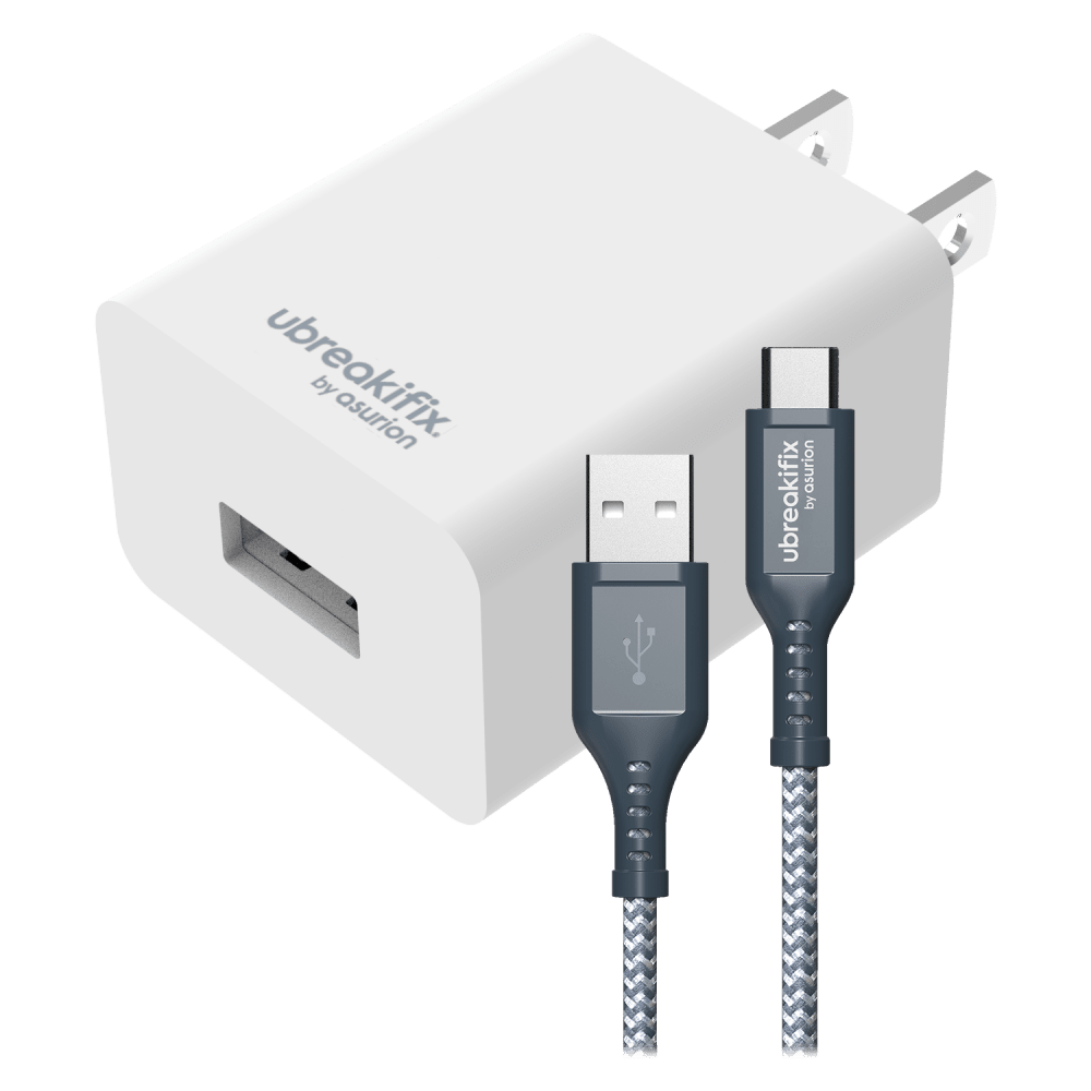 uBreakiFix by Asurion 12W Wall Charger + 6 FT Braided USB-C Cable Bundle