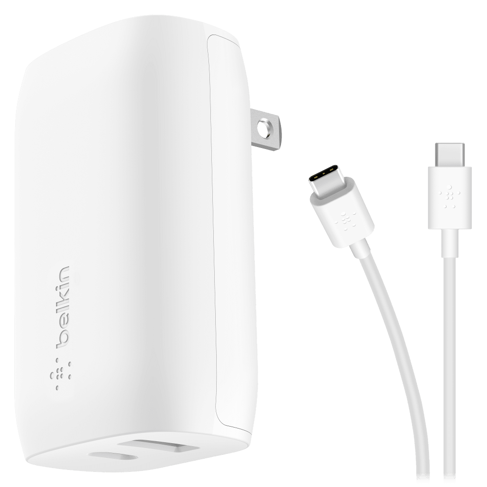Belkin BoostCharge Dual Port USB-A and USB-C PD 37W Wall Charger with PPS White