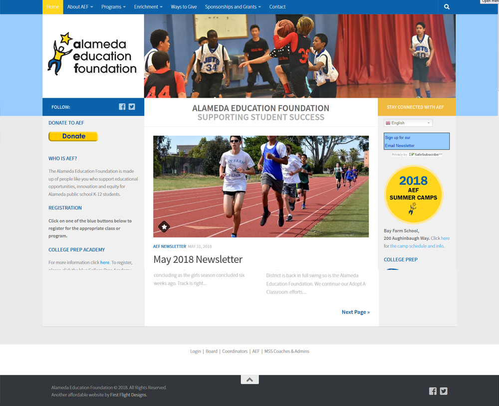 Alameda Education Foundation website