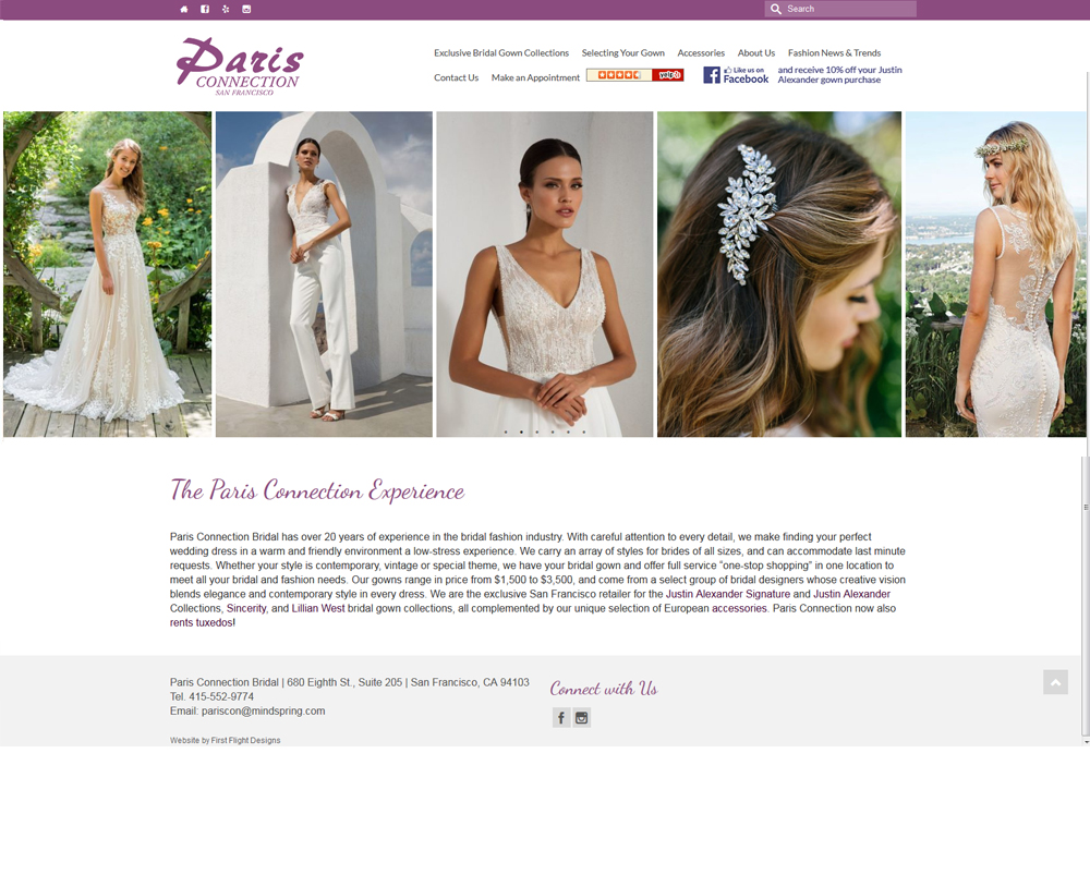 Paris Connection for Bridal website