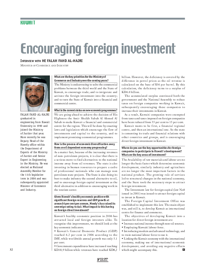 Encouraging foreign investment FIRST Strategic Insight