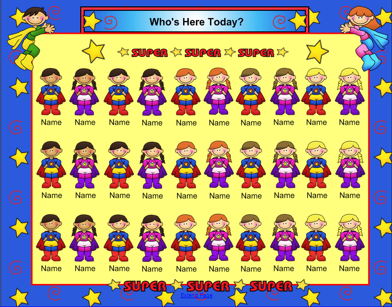 New SmartBoard Attendance Theme – Super Hero Kids