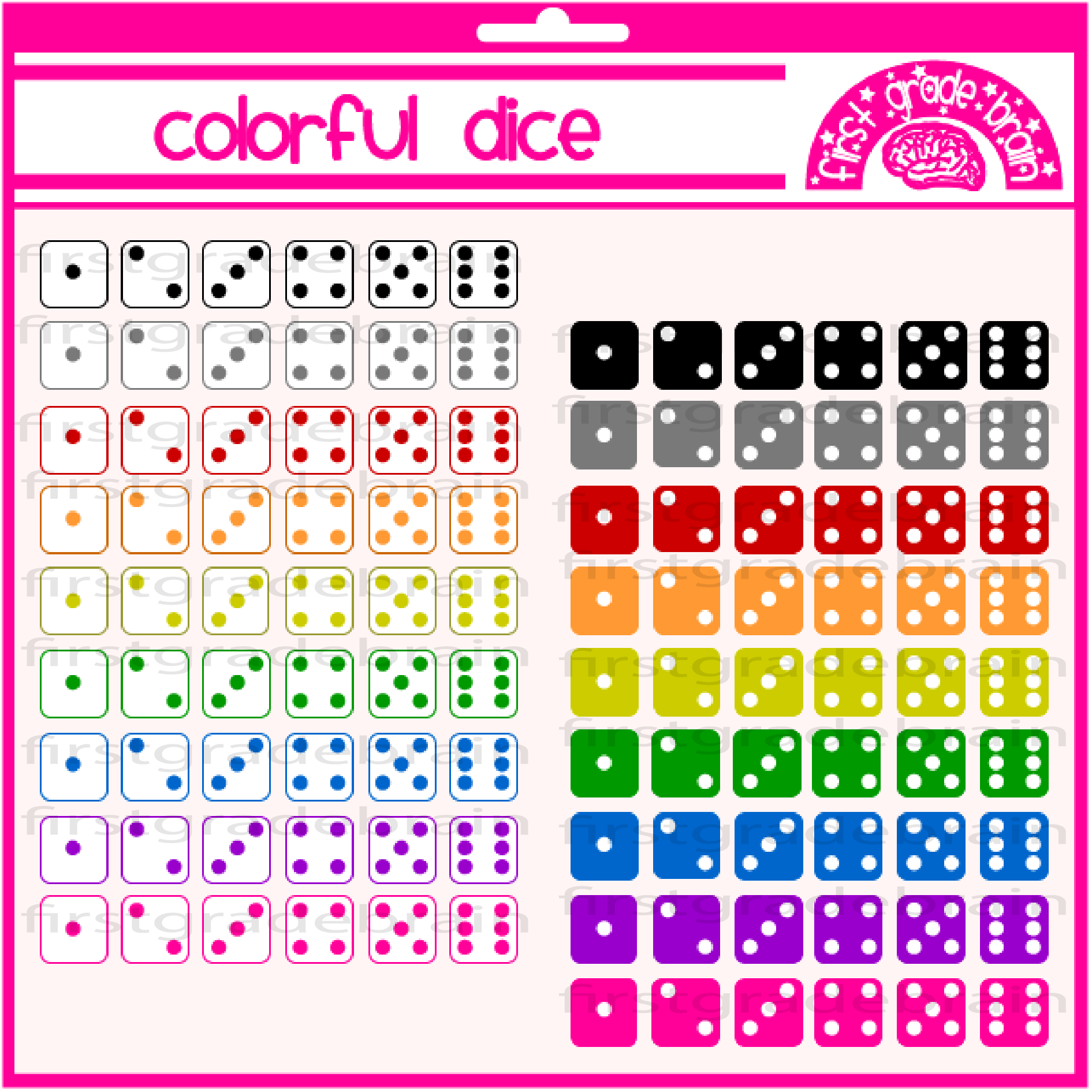 Colorful Dice Clipart for Personal and Commercial Use