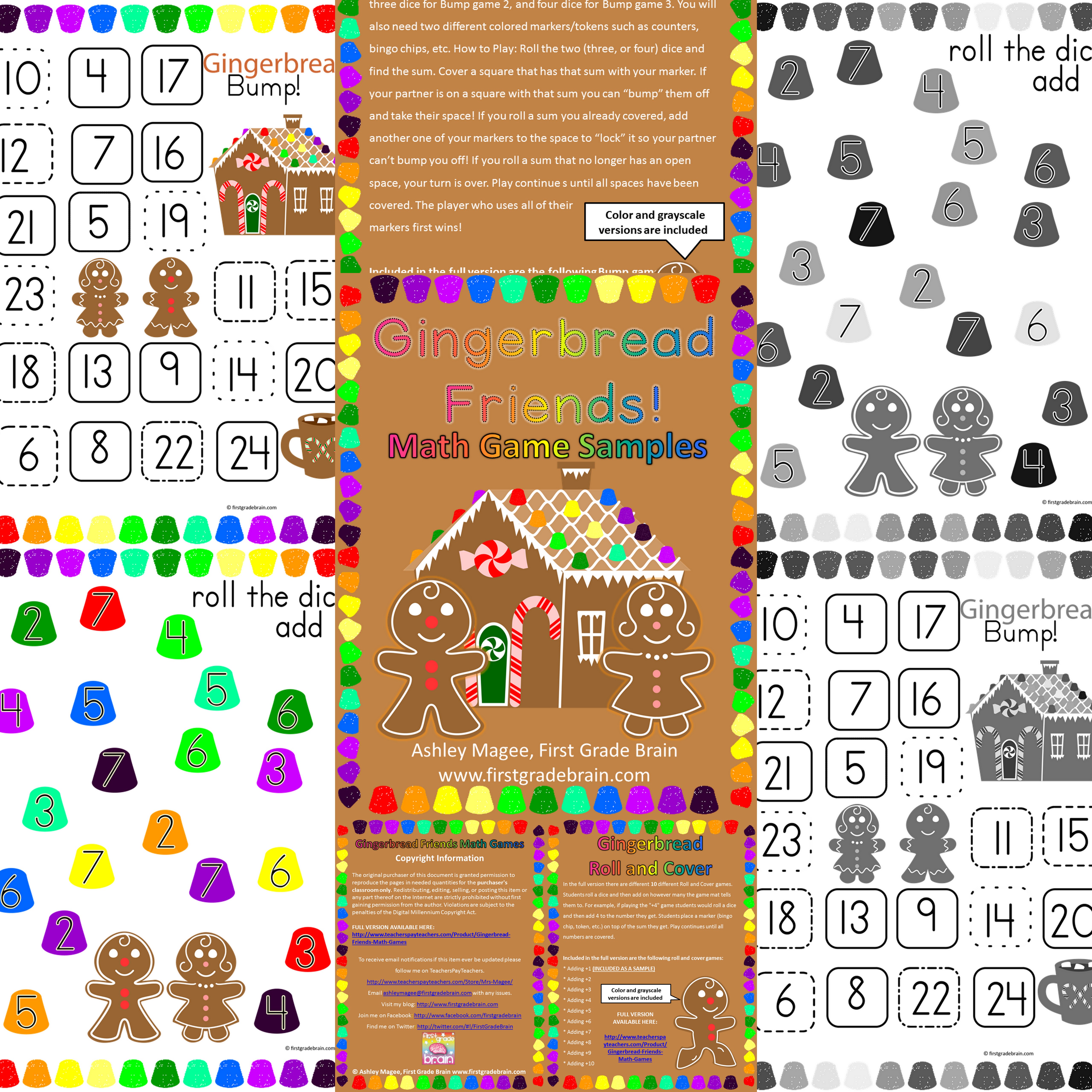 Gingerbread Math Games Samples – Freebie!