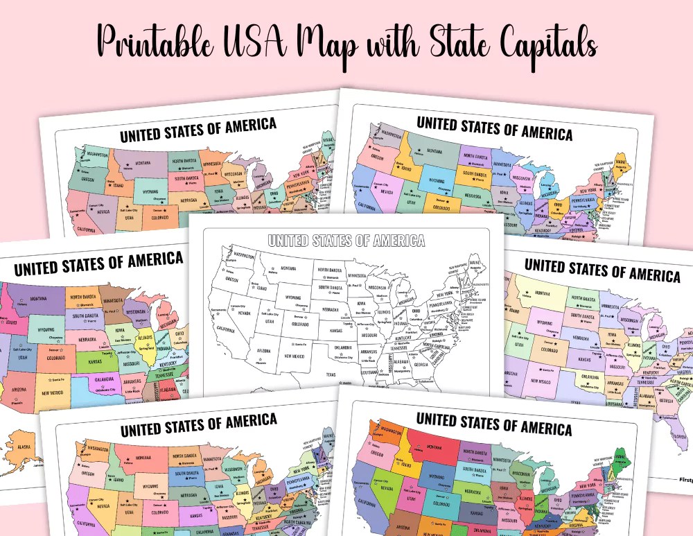 Usa Map With Capitals Printable Duck Printable Printable USA Map With State