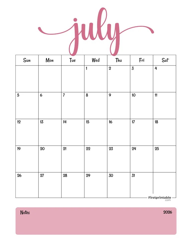 July 2026 Calendars 40 Free Printable Pdf July 2026 Calendars 40 Free Printable Pdf