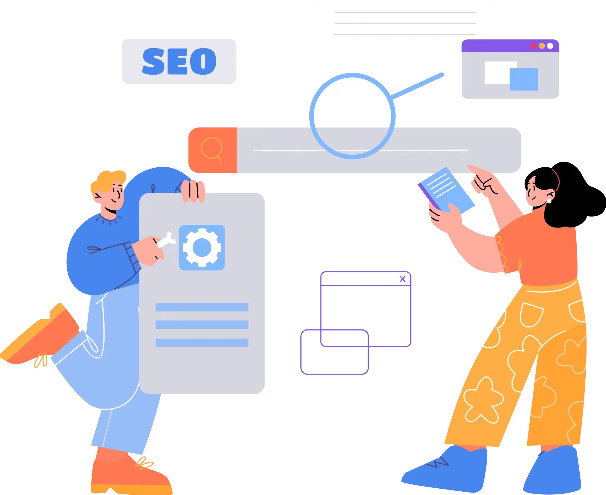 Local SEO illustration showing business profile, map listing, and online visibility growth for small businesses