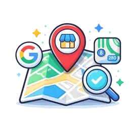 Local SEO services icon representing business listing and maps optimization by First Step Connections to improve local visibility.