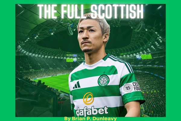 Daizen Maeda playing for Celtic in the Scottish football league.