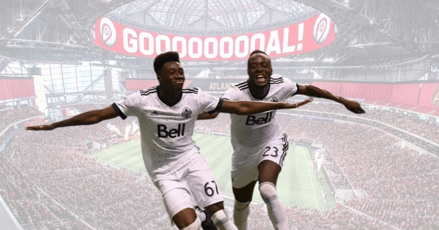 soccer players celebrate