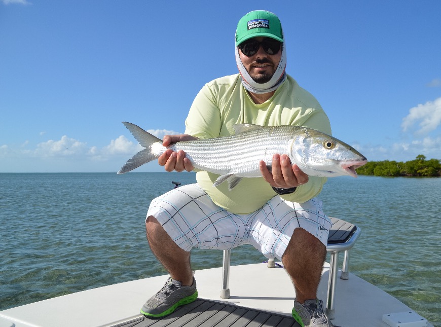 Fly fish for Bonefish in Miami, held by an angler