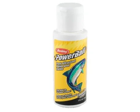 A bottle of Powerbait, used to attract trout.