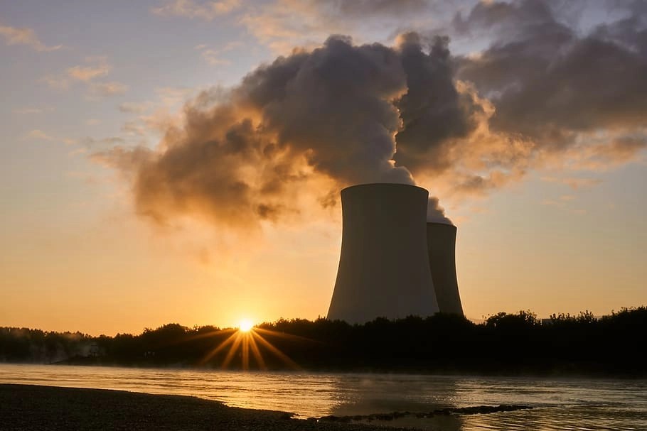 A view of the Pickering Powerplant from the water in the Greater Toronto, Ontario, Canada.