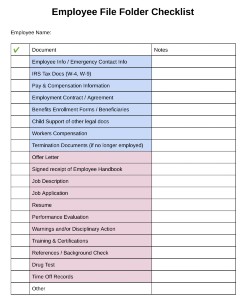 File Note H R : What To Include In A Personnel File Free Checklist