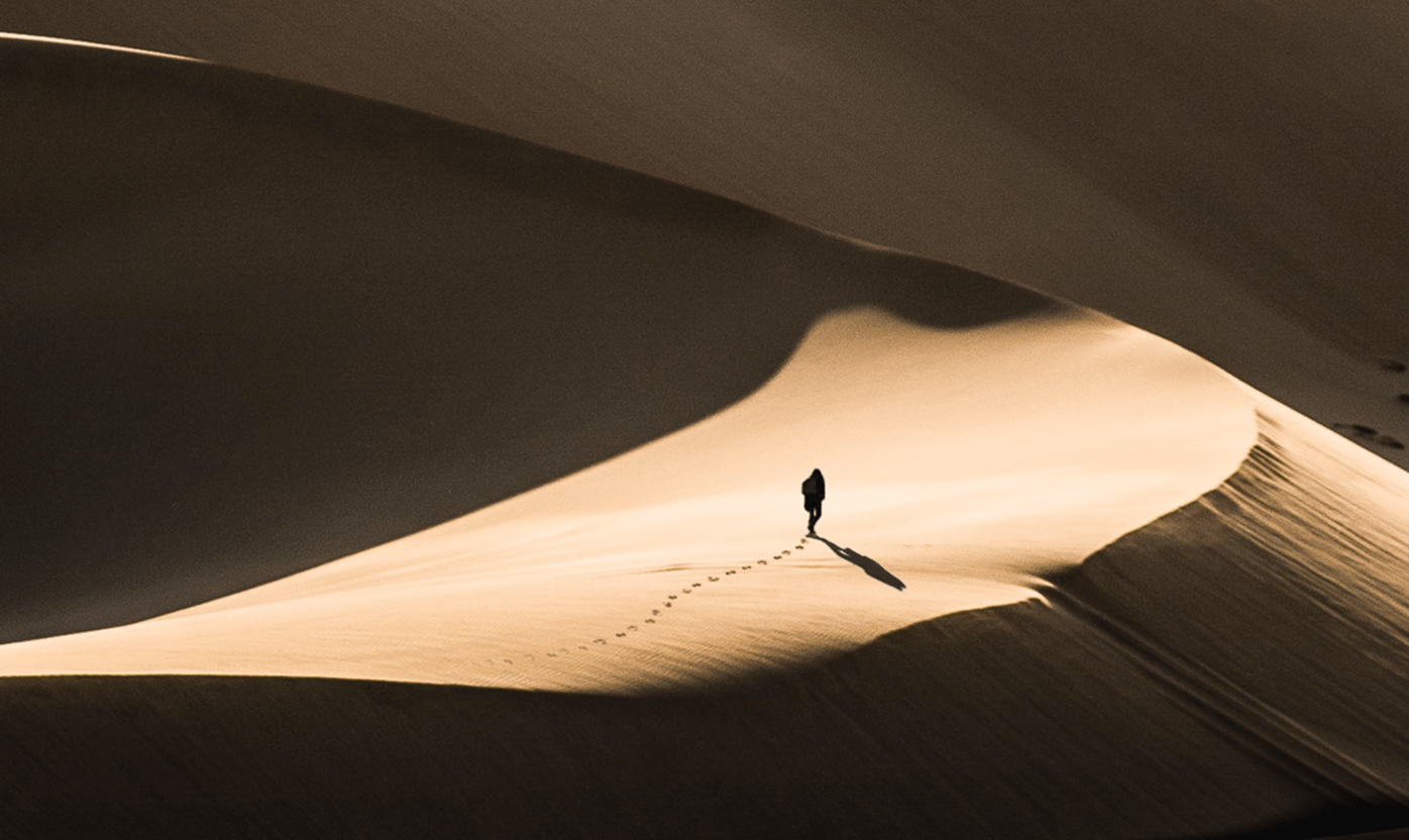 Losing yourself - person lost in the desert