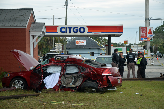 What was left of the Chevy Imapala after the wreck. (c FlaglerLive)