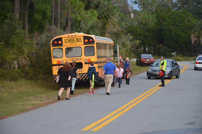 Children were escorted to a waiting replacement bus, and were on their way by 5 p.m. (FlaglerLive)