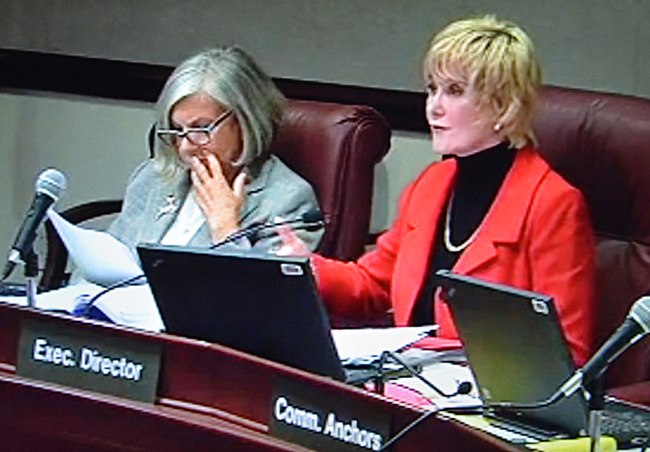 Virlindia Doss, right, the executive director of the Florida Commission on Ethics, and