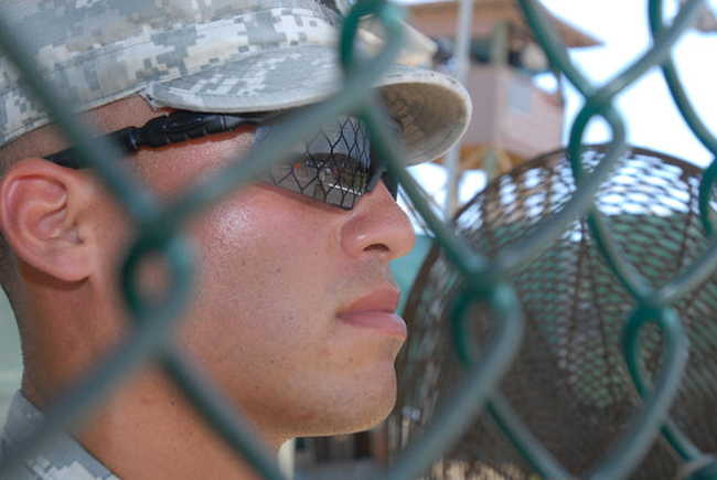 U.S. Army MP Spc. Kevin Tardi, guarding Gitmo. (Jim Wagner)