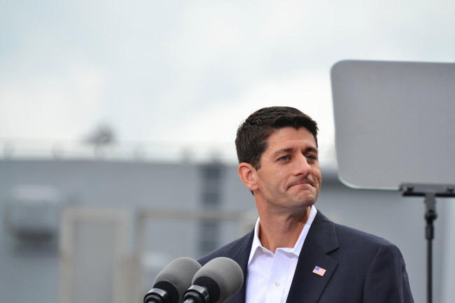 Paul Ryan tries to stick to the script. (Tony Alter)