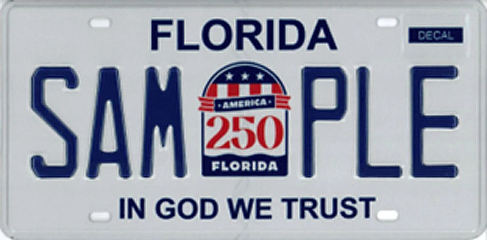 florida 250th anniversary license plate