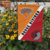 Knicks vs Trail Blazers House Divided Flag, NBA House Divided Flag 2 Knicks vs Trail Blazers House Divided Flag, NBA House Divided Flag, NBA House Divided Flag