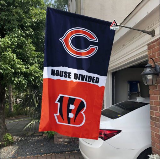 Bears vs Bengals House Divided Flag, NFL House Divided Flag Bears vs Bengals House Divided Flag, NFL House Divided Flag