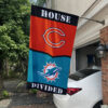 Bears vs Dolphins House Divided Flag, NFL House Divided Flag 1 Bears vs Dolphins House Divided Flag, NFL House Divided Flag, NFL House Divided Flag
