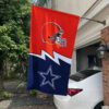 Browns vs Cowboys House Divided Flag, NFL House Divided Flag 1 Browns vs Cowboys House Divided Flag, NFL House Divided Flag