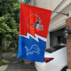 Browns vs Lions House Divided Flag, NFL House Divided Flag 1 Browns vs Lions House Divided Flag, NFL House Divided Flag