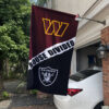 Commanders vs Raiders House Divided Flag, NFL House Divided Flag 2 Commanders vs Raiders House Divided Flag, NFL House Divided Flag, NFL House Divided Flag
