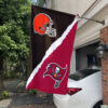 Browns vs Buccaneers House Divided Flag, NFL House Divided Flag 1 Browns vs Buccaneers House Divided Flag, NFL House Divided Flag