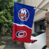 Islanders vs Hurricanes House Divided Flag, NHL House Divided Flag 1 Islanders vs Hurricanes House Divided Flag, NHL House Divided Flag