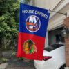 Islanders vs Blackhawks House Divided Flag, NHL House Divided Flag