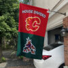 Flames vs Coyotes House Divided Flag, NHL House Divided Flag 1 Flames vs Coyotes House Divided Flag, NHL House Divided Flag