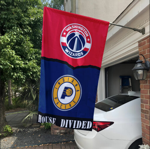 Wizards vs Pacers House Divided Flag, NBA House Divided Flag Wizards vs Pacers House Divided Flag, NBA House Divided Flag