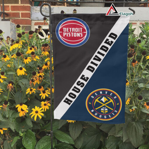 Pistons vs Nuggets House Divided Flag, NBA House Divided Flag Pistons vs Nuggets House Divided Flag, NBA House Divided Flag