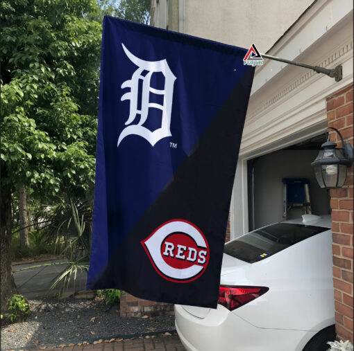 Tigers vs Reds House Divided Flag, MLB House Divided Flag Tigers vs Reds House Divided Flag, MLB House Divided Flag