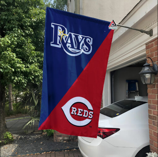 Rays vs Reds House Divided Flag, MLB House Divided Flag