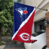 Blue Jays vs Reds House Divided Flag, MLB House Divided Flag 2 Blue Jays vs Reds House Divided Flag, MLB House Divided Flag, MLB House Divided Flag