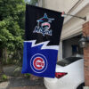 Marlins vs Cubs House Divided Flag, MLB House Divided Flag 1 Marlins vs Cubs House Divided Flag, MLB House Divided Flag, MLB House Divided Flag